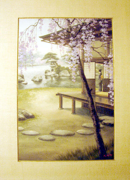 Bijin viewing garden pond in spring