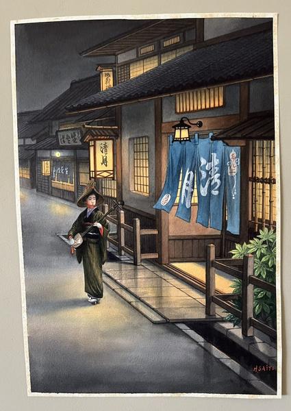 Restaurant Area with Shamisen Player