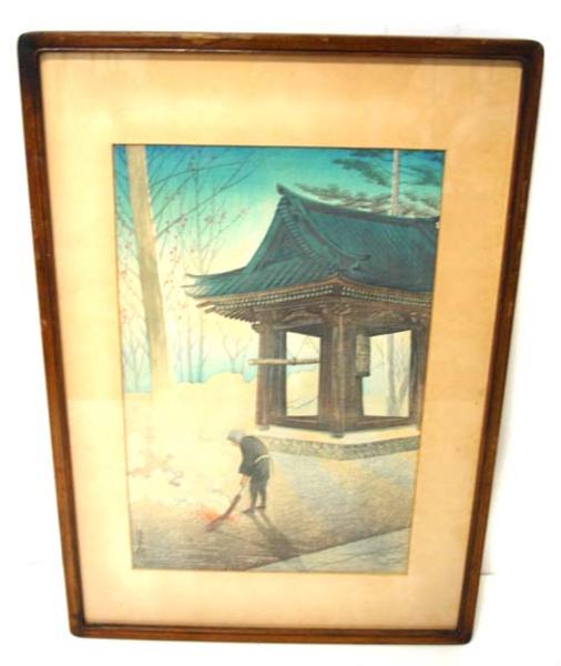 Cleaning temple grounds