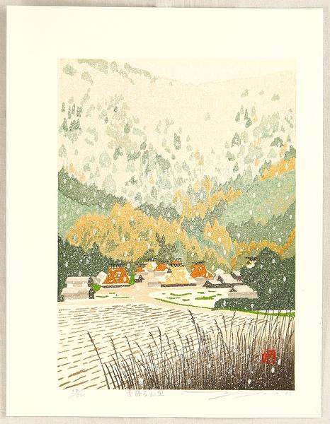 Mountain Village in Snow