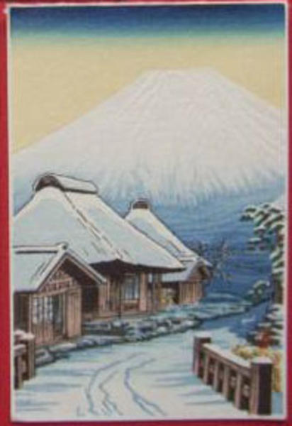 Snowy Village by Mt Fuji