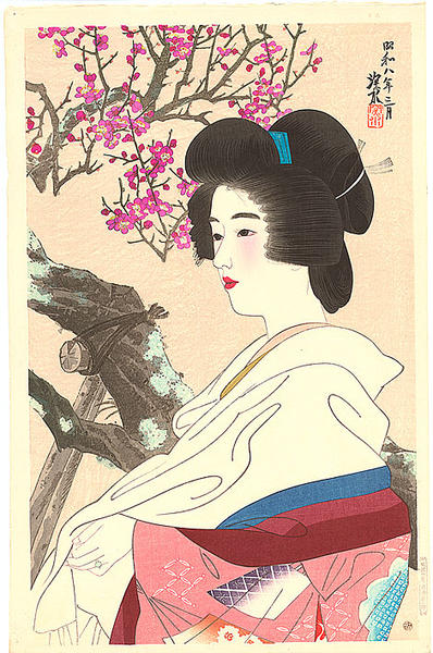 Japanese apricot with red blossoms