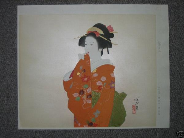 Bijin in red kimono