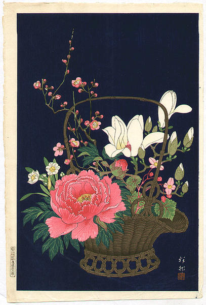 Basket with various flowers