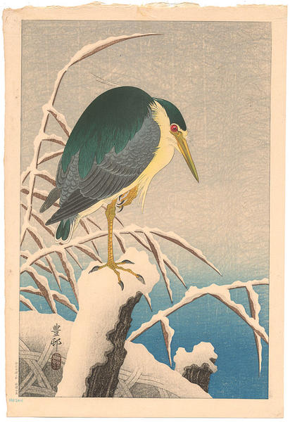 A Heron on a Snowy Stump