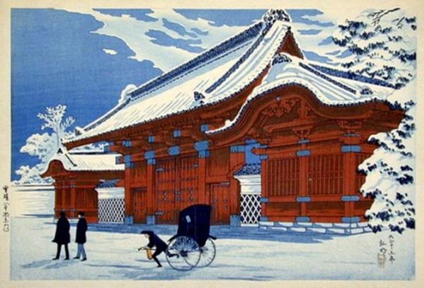 Clear Weather after Snowfall - Red Gate at Hongo