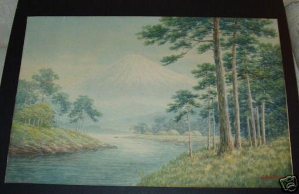 Mt Fuji, river, forest