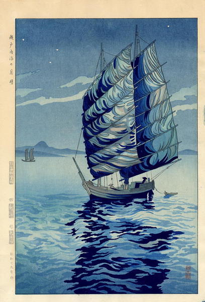 Returning Junks - Seto Inland Sea in Moonlight