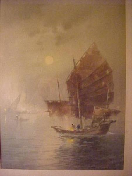Fishing boats at night