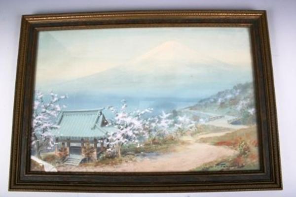 Fuji and shrine in spring