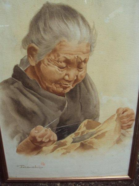 Old Woman Sewing