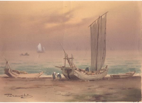 Sailboats on seashore