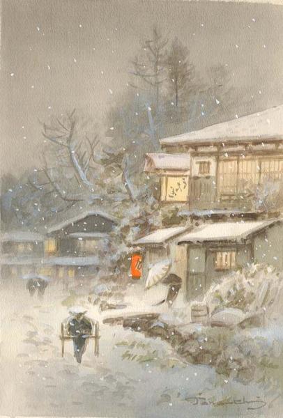 Village snow scene
