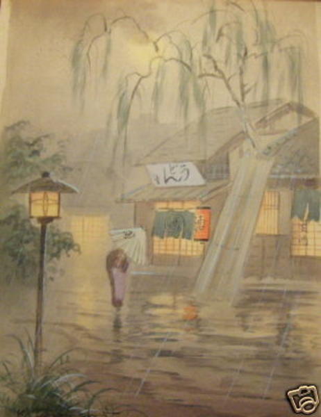 Bijin and Willow in Rainstorm