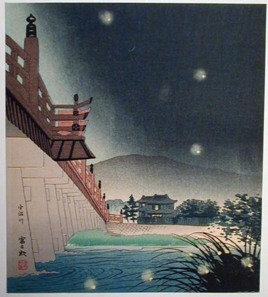 Fireflies and the  Uji River