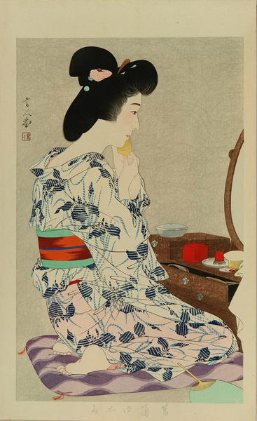 Light Summer Kimono with Irises - Ayame Yukata
