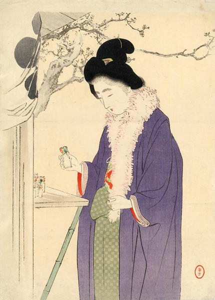 Woman Visiting a Temple in the New Year