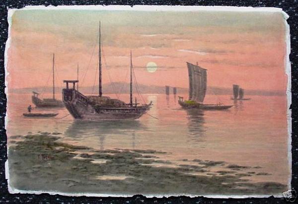 Junks at sunset