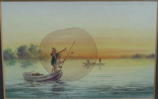 Fisherman casting net