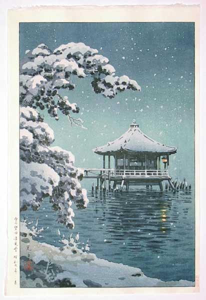 Snow at Ukimido, Katata