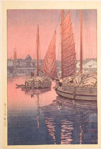 Sunset at Tomonotsu, Inland Sea - variant