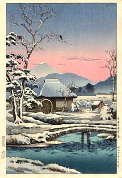 Tokaido Yaizu-no-hara (Snowy Farmyard in Yaizu)