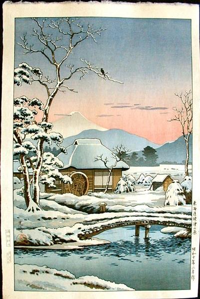 Tokaido Yaizu-no-hara (Snowy Farmyard in Yaizu)