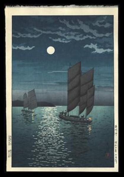 Boats at Shinagawa, Night