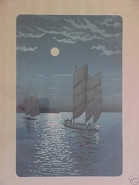 Boats at Shinagawa, Night