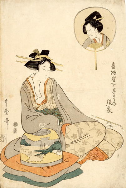 Courtesan and Actor in fan