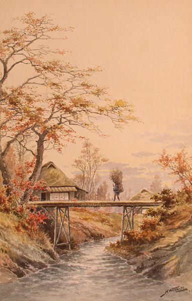 Footbridge across river
