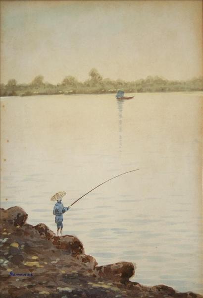 Fisherman by river