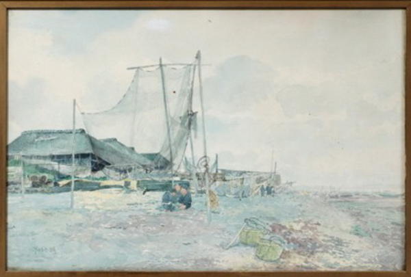 Fishermen Drying Nets