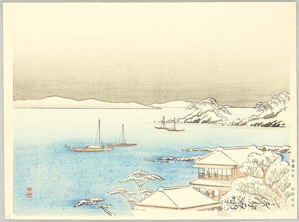 Snow in Wakanoura Bay