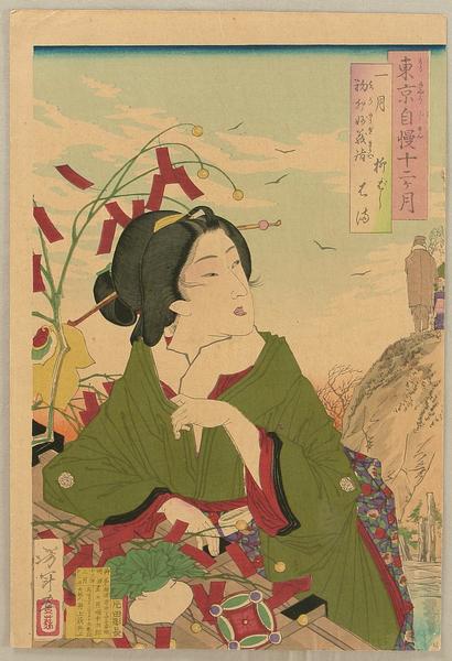 January - Hama of Yanagibashi Returning on Boat