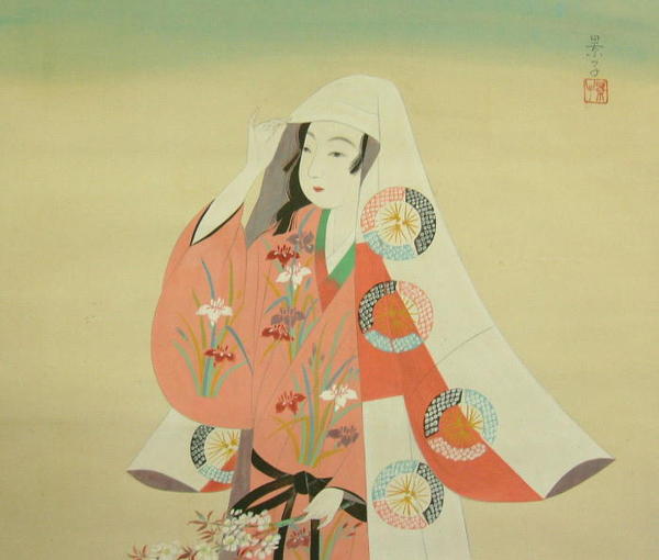 Bijin in Iris Kimono