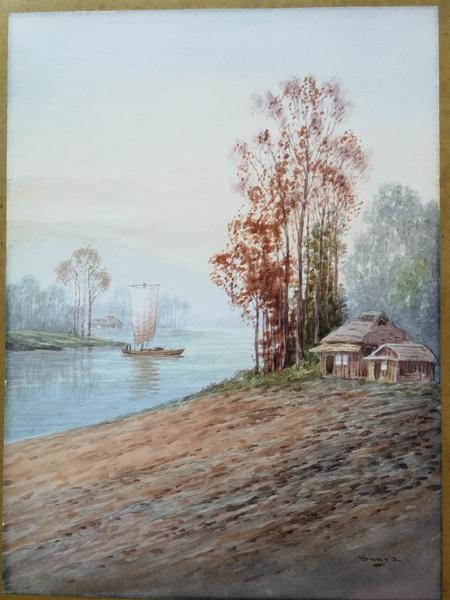 Sailboat and Farmhouse in Autumn