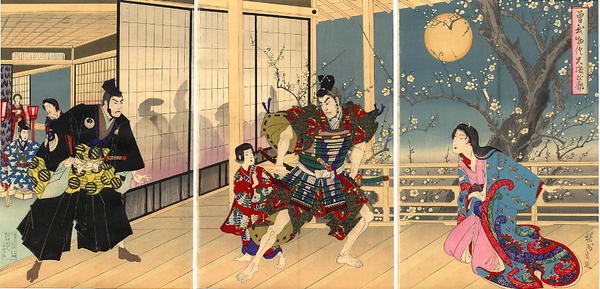 A confrontation in the corridor of Oiso from the story Soga Monogatari