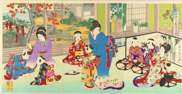 Scene of manner education for girls