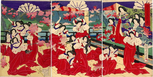 Young court maids playing