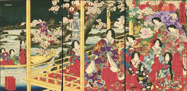 Party beside garden in spring
