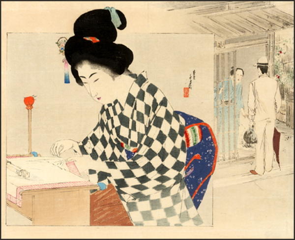 Young Woman Emboidering