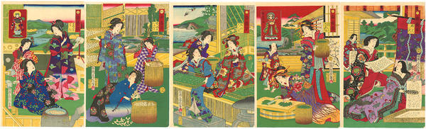 Women engaged in all the steps of silkworm culture from eggs to boiling and unwinding the coccoons