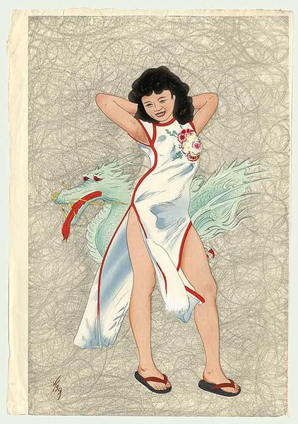 Chinese Bijin and Dragon