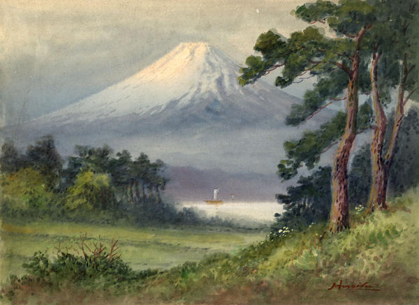 Mt Fuji and Sail Boat