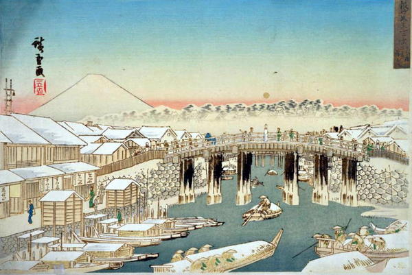 Dawn Snow at Nihonbashi Bridge