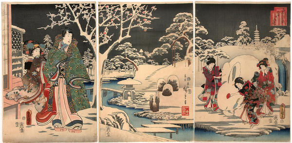 The eastern Genji in the snow covered garden