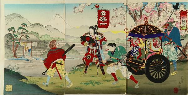 A scene of the folk tale Momotaro