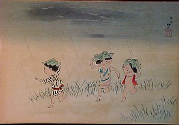 Children in rain
