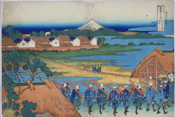 Fuji Viewed from the Pleasure Quarters at Senju